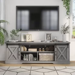 2pc Clander TV Stand And Bookcase Tower Set Vintage Gray Oak - HOMES: Inside + Out -Luxe Living Interiors Shop GUEST 000c2268 37d0 411e 841f a43b10ae36f4