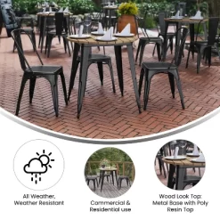 Merrick Lane Indoor/Outdoor Dining Table, 30" Round All Weather Poly Resin Top With Steel Base -Luxe Living Interiors Shop GUEST 00caae78 7388 4c5b 975d 1fed65ffa973