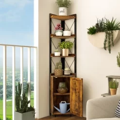 Costway 6-Tier Corner Shelf Bookshelf Industrial Storage Rack Cabinet Rustic Plant Stand -Luxe Living Interiors Shop GUEST 00d23fe5 028e 4df8 b902 09eea2133853