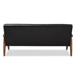 Sorrento Mid-Century Retro Modern Faux Leather Upholstered Wooden 3 Seater Sofa - Baxton Studio -Luxe Living Interiors Shop GUEST 012c5b24 fab0 4cc8 83f8 4c17f536eb81