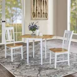 Cain Small Dual Drop Leaf Dining Set With 2 San Remo Chairs White/Natural - International Concepts -Luxe Living Interiors Shop GUEST 0164274f 6bad 45e6 ba7e 6e5cf6e8bcff