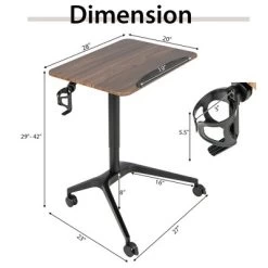 Costway Pneumatic Standing Desk Tilting Adjustable Laptop Cart Mobile Podium Cup Holder -Luxe Living Interiors Shop GUEST 021f0221 15b3 449d b22d 0f62afb2787b