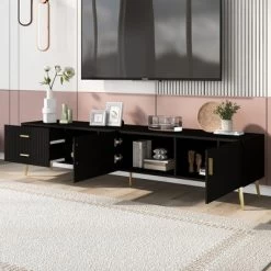 Modern TV Stand For TVs Up To 77'' With 5 Champagne Legs-ModernLuxe