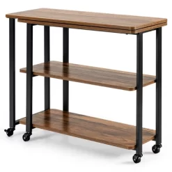 Costway Patented Sofa Side End Table 360° Rotating Bookcase W/Storage Shelves & Wheels Brown/Rustic Brown/Natural -Luxe Living Interiors Shop GUEST 034c8147 7e21 4d3b a4bf e1d7e49f9f96