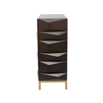 Contemporary Bold Facet Carved Wood Side Cabinet Brown - Olivia & May 9 Contemporary Bold Facet Carved Wood Side Cabinet Brown - Olivia & May - Image 7