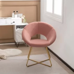Costway Modern Velvet Accent Chair Upholstered Vanity Leisure Chair With Metal Legs -Luxe Living Interiors Shop GUEST 03910e32 c5f0 4db8 a391 f41e48be6645