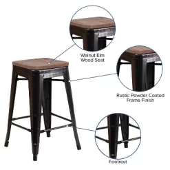Flash Furniture 24" High Backless Metal Counter Height Stool With Square Wood Seat -Luxe Living Interiors Shop GUEST 03a27d3d 7b11 415d b3f3 f301a5f18aae