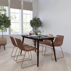 Set Of 2 Faux Leather Bucket Seat Dining Chairs With Frame - Merrick Lane 39 Set Of 2 Faux Leather Bucket Seat Dining Chairs With Frame - Merrick Lane -Luxe Living Interiors Shop GUEST 03e8b2a3 6cd7 43e5 b766 ed2eb863da38