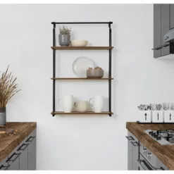 20" X 32" Walters Wood/Metal 3 Tier Shelving Brown - Kate & Laurel All Things Decor -Luxe Living Interiors Shop GUEST 0413a308 63b0 4d07 8b19 5c171ce45564