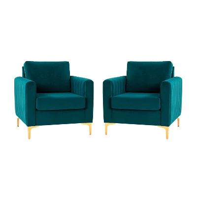 Set Of 2 Iapygia Contemporary Tufted Wooden Upholstered Club Chair With Metal Legs For Bedroom Club Chair| ARTFUL LIVING DESIGN 20 Set Of 2 Iapygia Contemporary Tufted Wooden Upholstered Club Chair With Metal Legs For Bedroom Club Chair| ARTFUL LIVING DESIGN - Image 18