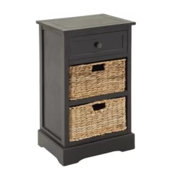 Farmhouse Wooden Chest With Wicker Basket Drawers Black - Olivia & May -Luxe Living Interiors Shop GUEST 0432e7a6 b8c9 43b6 9549 67cdef94917e
