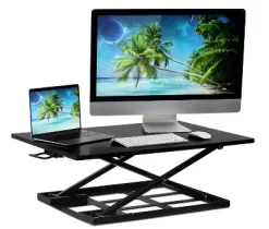 Mount-It! Standing Desk Converter, Height Adjustable Sit Stand Desk, 32x22 Inch Preassembled Stand Up Desk Converter, Ultra Low Profile Design, Black