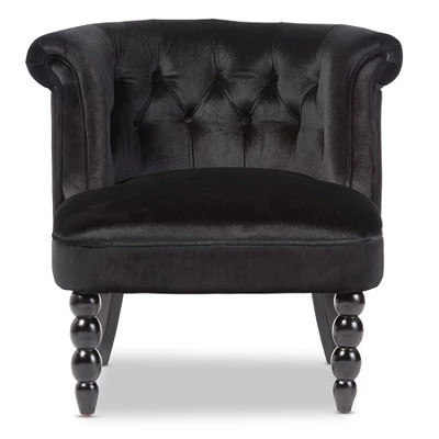 Flax Victorian Style Contemporary Velvet Fabric Upholstered Vanity Accent Chair - Black - Baxton Studio 3 Flax Victorian Style Contemporary Velvet Fabric Upholstered Vanity Accent Chair - Black - Baxton Studio