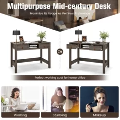 Costway Mid Century Computer Desk Home Office Study Table Laptop Workstation With2 Drawers -Luxe Living Interiors Shop GUEST 066ea498 c9b6 4760 a1c5 f3d83a2ac23a