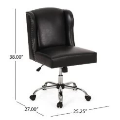 Bergen Contemporary Wingback Swivel Office Chair Midnight Black/Chrome - Christopher Knight Home -Luxe Living Interiors Shop GUEST 06efdf1c 807a 4f71 8c8a c0385ce4938e