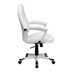 Mid-Back White Leather Executive Swivel Office Chair - Flash Furniture