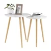 Hastings Home Nesting End Tables - Mid-Century Modern Wood Accent Table With Circular Top - Set Of 2, White/Natural -Luxe Living Interiors Shop GUEST 08754d49 7048 4f86 bf5d e8694924455b