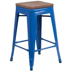 Flash Furniture 24" High Backless Metal Counter Height Stool With Square Wood Seat -Luxe Living Interiors Shop GUEST 0ba76c28 85e2 44b5 b5cb 710709e14de7