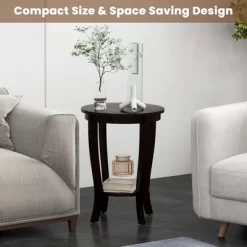 Costway 2-Tier End Table 18'' Round Compact Sofa Side Nightstand With Storage Shelf Espresso/White -Luxe Living Interiors Shop GUEST 0c0b3824 2836 4619 8e94 ce8b5ed2bae2