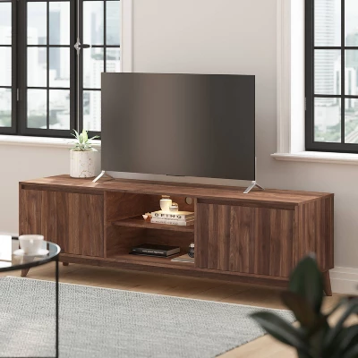 70" Haisley Mid-Century Modern TV Stand For TVs Up To 65" With Adjustable Shelves Dark Walnut - Taylor & Logan 3 70" Haisley Mid-Century Modern TV Stand For TVs Up To 65" With Adjustable Shelves Dark Walnut - Taylor & Logan