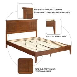 MUSEHOMEINC BF1007WK 12 Inch Tall Easy Assembly Solid Pinewood Mid Century Platform Bed With Headboard And Slat Supports, No Box Spring Needed, Queen -Luxe Living Interiors Shop GUEST 0c549e20 1ecf 46c1 bd47 b656126636a9