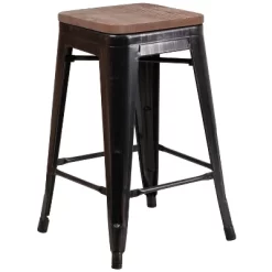 Flash Furniture 24" High Backless Metal Counter Height Stool With Square Wood Seat -Luxe Living Interiors Shop GUEST 0cd46378 71cc 4ed5 95b6 6ae064073f6a
