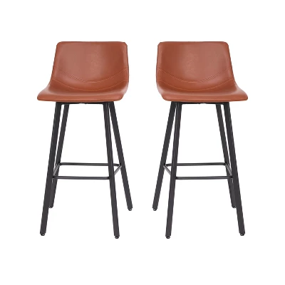 Merrick Lane Set Of 2 Modern Upholstered Stools With Contoured, Low Back Bucket Seats And Iron Frames 13 Merrick Lane Set Of 2 Modern Upholstered Stools With Contoured, Low Back Bucket Seats And Iron Frames - Image 11