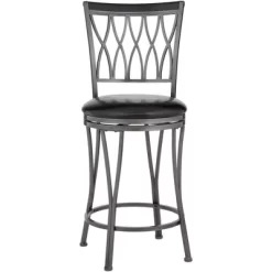 Elm Lane Black Swivel Bar Stools Set Of 2 24 1/2" High Traditional Round Cushion Upholstered Kitchen Counter Height Island Home -Luxe Living Interiors Shop GUEST 0e1873ff f09c 480d a942 94120c2f7100