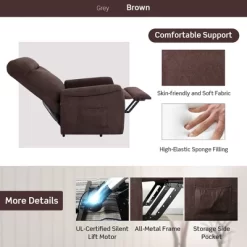 Costway Power Lift Recliner Chair For Elderly Living Room Chair W/ Remote Control GreyBrown -Luxe Living Interiors Shop GUEST 0fa8e60b b085 4d23 bf1a 206a9c36555a
