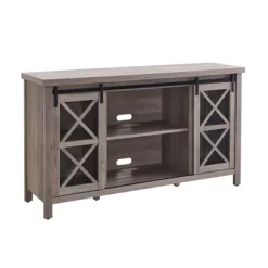58" Modern Farmhouse TV Stand In Gray Oak Wood - Henn&Hart -Luxe Living Interiors Shop GUEST 114a2019 3b93 4641 b41c bd3883e165bc