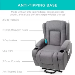 Best Choice Products Electric Power Lift Linen Recliner Massage Chair Furniture W/ USB Port, Heat, Cupholders -Luxe Living Interiors Shop GUEST 115a4981 f961 4dfb 889a cd02de4b4384