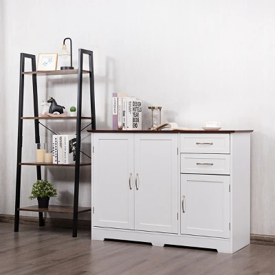 Costway Buffet Sideboard Kitchen Cupboard Storage Cabinet W/ 2 Drawers & 3 Doors White 3 Costway Buffet Sideboard Kitchen Cupboard Storage Cabinet W/ 2 Drawers & 3 Doors White