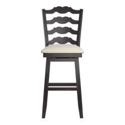 29" South Hill French Ladder Back Swivel Height Barstool Black - Inspire Q