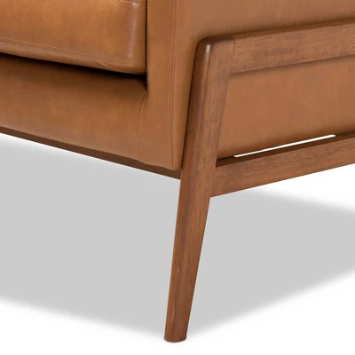 Perris Mid-Century Faux Leather Upholstered Wood Lounge Chair Walnut/Brown - Baxton Studio 7 Perris Mid-Century Faux Leather Upholstered Wood Lounge Chair Walnut/Brown - Baxton Studio - Image 5