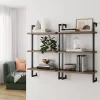 39" 3 Tier Wall Mount Floating Bookshelf Reclaimed Oak/Matte Black - Nathan James -Luxe Living Interiors Shop GUEST 134a2f9f e9c5 46f9 ab76 2f4d13c8e1ad