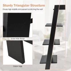 Costway 4-Tier Ladder Shelf Leaning Bookshelf WithAnti-falling Baffle Wood Bookcase Black/White 20 Costway 4-Tier Ladder Shelf Leaning Bookshelf WithAnti-falling Baffle Wood Bookcase Black/White -Luxe Living Interiors Shop GUEST 13517d4a 8665 4b3a 89e3 cbbdfa98bfd8