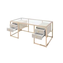 Huyana Desk Clear Glass/Gold - Acme Furniture -Luxe Living Interiors Shop GUEST 139feaf3 29ec 46d4 bb67 3e62b76faf52