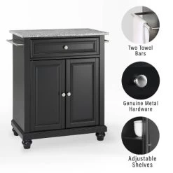 Cambridge Granite Top Portable Kitchen Island/Cart Black/Gray - Crosley -Luxe Living Interiors Shop GUEST 14d44ca9 da93 4354 a2db 02c82fc05535