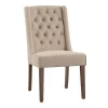 Set Of 2 Old Town Chestnut Finish Wingback Button Tufted Dining Chairs - Inspire Q -Luxe Living Interiors Shop GUEST 152ebe99 2dd5 49ab a130 1c5d5c66f2e8