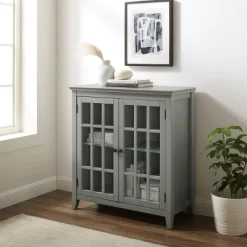Largo Double Door Cabinet Gray - Linon
