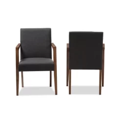 Set Of 2 Andrea Mid - Century Modern Upholstered Wooden Armchair - Dark Gray - Baxton Studio