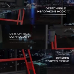 BlackArc Bravo Red Gaming Desk & Chair Set: High Back Gaming Chair With Lumbar Support & Adjustable Arms; Desk With Cupholder/Headphone Hook -Luxe Living Interiors Shop GUEST 1946684a 84bb 4f7b b7bf 66daeb46ca09