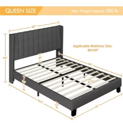 Yaheetech Upholstered Bed Frame With Wing Side 11 Yaheetech Upholstered Bed Frame With Wing Side -Luxe Living Interiors Shop GUEST 19b95701 acc2 440b 86c9 f8e80e2e1a3e