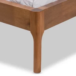 Brooklyn Mid Century Modern Walnut Wood Fabric Upholstered Platform Bed Beige - Baxton Studio -Luxe Living Interiors Shop GUEST 19d09693 05c4 4528 ba50 fcf1b5e69ec3