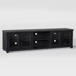 Fremont TV Stand For TVs Up To 95" With Glass Cabinets Black - CorLiving
