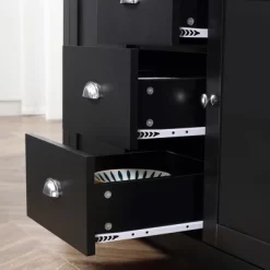 HOMCOM Kitchen Sideboard With Adjustable Shelves, Dining Buffet Cabinet With 3 Storage Drawers, Black -Luxe Living Interiors Shop GUEST 1ce333de e725 4bdc a6cd 5f5630220965