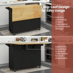 Costway Rolling Kitchen Island Utility Serving Cart With Drop Leaf Wine Rack Drawer -Luxe Living Interiors Shop GUEST 1cf75f07 6249 4a8d b32e ca09027213da