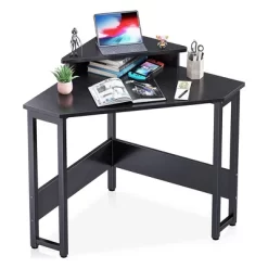 ODK Modern Wooden Triangle Corner Fit Computer Workstation Desk With Durable Steel Frame And Raised Monitor Stand -Luxe Living Interiors Shop GUEST 1d0a4d1e 3855 40ee a5fc 7eed5ceb1036