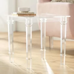 55 Downing Street Tustin Modern Lucite Acrylic Square Accent Side End Table 21 1/2" Wide Clear Tapered Legs For Living Room Bedroom Bedside Entryway