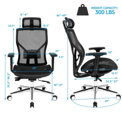 Costway Ergonomic Office Chair High-Back Mesh Chair W/Adjustable Lumbar Support 6 Costway Ergonomic Office Chair High-Back Mesh Chair W/Adjustable Lumbar Support - Image 4